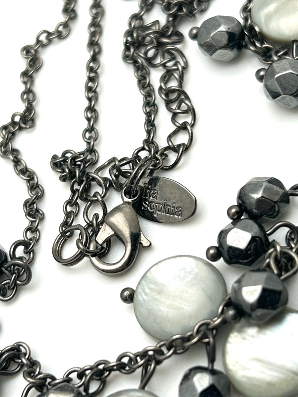 Lia Sophia Gray Jeweled Gunmetal Necklace - Picture 3 of 3